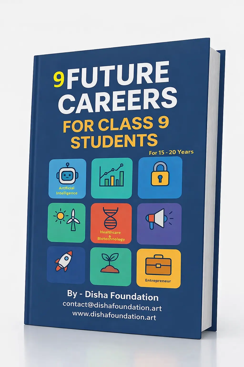 An ebook in blue colour represents future careers for class 9