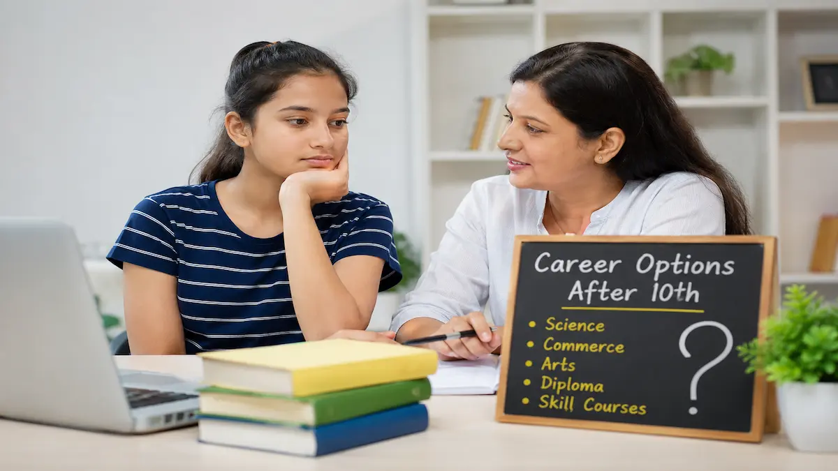 Student and parent discussing best career options after 10th in India